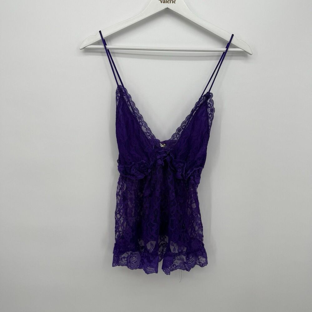 L'intima Lingerie Purple Lace Top Sheer Tank Size Medium 90s